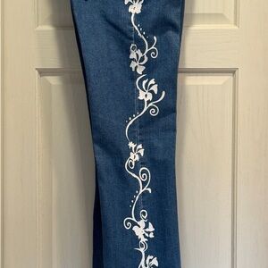 Metrostyle Blue Jeans with White Floral Design